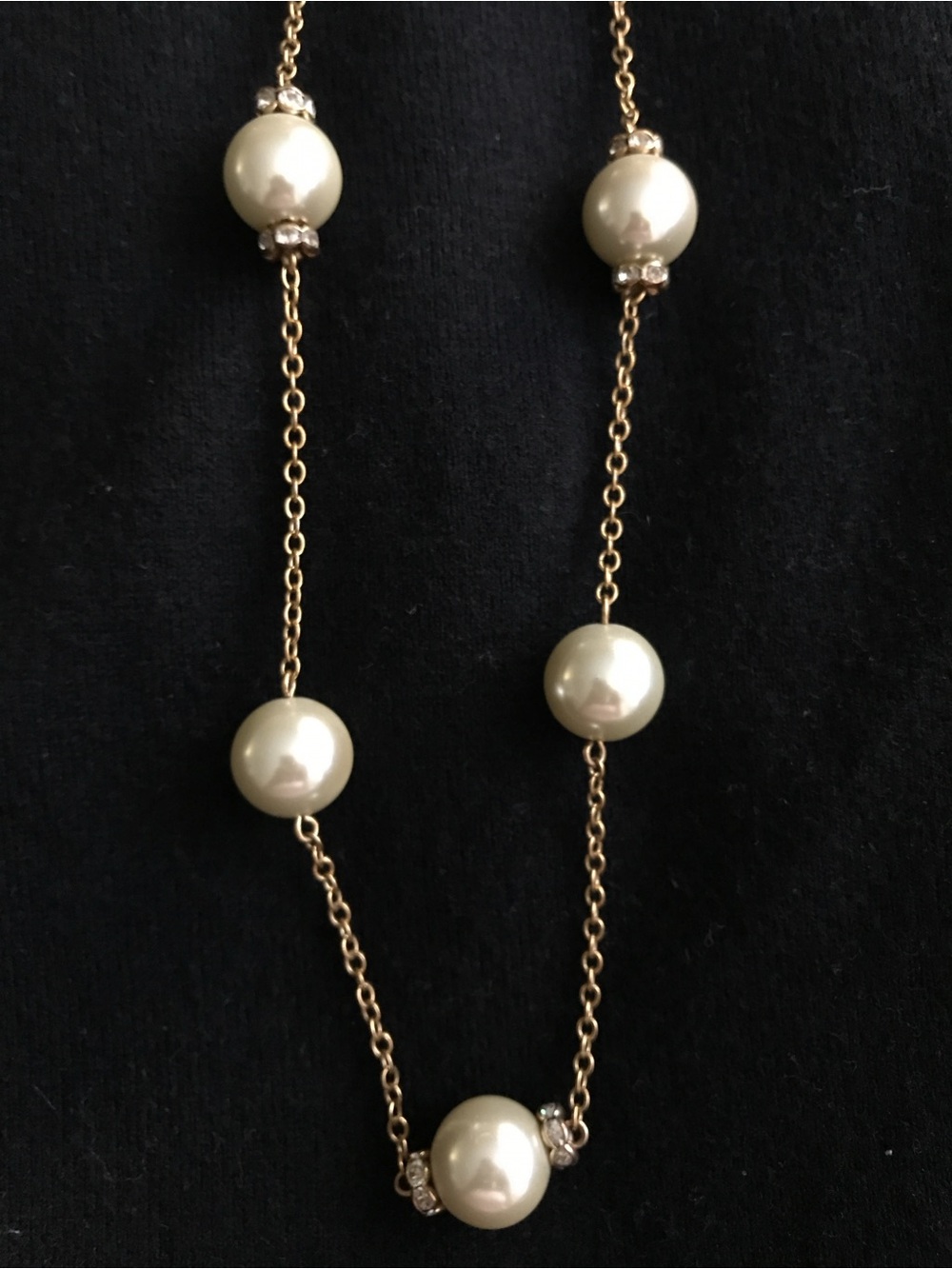 J. Crew Gold Chain Necklace with Ivory Pearls